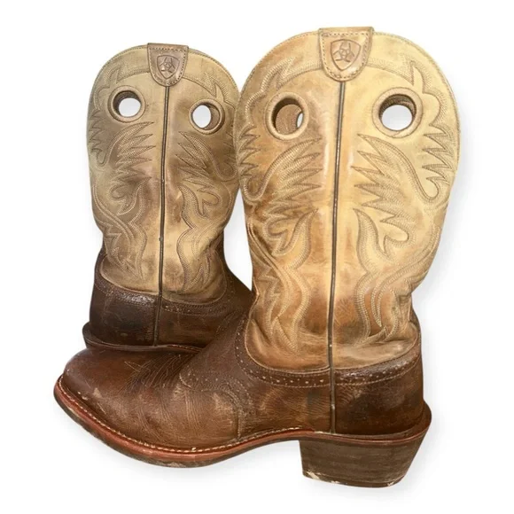 Ariat men’s Brown and Tan Western Cowboy Boots 13D - Picture 9 of 13